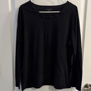 Talbots Black Long Sleeve Tee with Textured Neckline